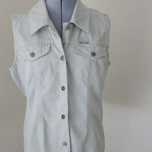 VINTAGE COLUMBIA SPORTSWEAR OUTDOOR STONE/BEIGE COTTON CORDUROY VEST - MEDIUM